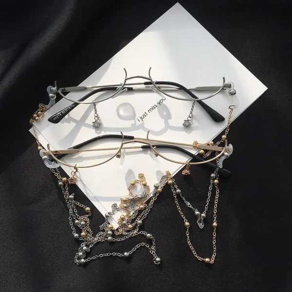 Women's Glasses Lower Half Frame No Lens Women Glasses Frame Water Drop No Lens Decoration Cute Girl Decoration Glasses Frame